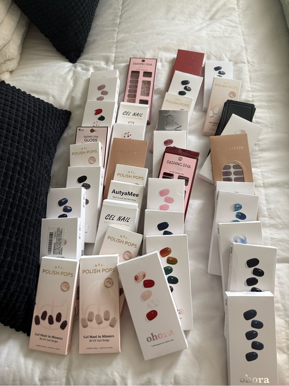 Assorted Gel Nail Polish Strips - Pink, Red, Navy, Ivory (Various Brands)